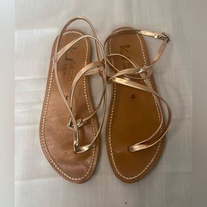 K.Jacques Metallic Tan Sandals Size 7